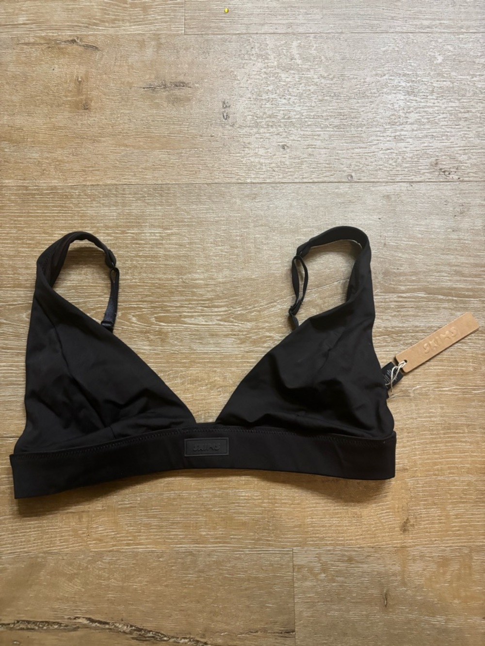 SKIMS Black Recycled Swim Plunge Bikini Top